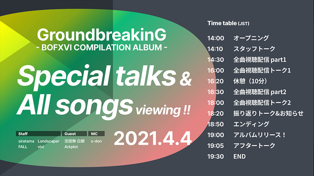GroundbreakinG - Special talk & All songs viewing!! - from BOFXVI COMPILATION ALBUM